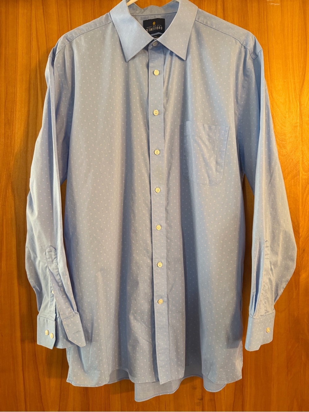 Stafford Light Blue Men's Dress Shirt with Subtle Dot Pattern